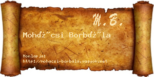 Mohácsi Borbála névjegykártya